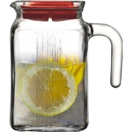 Jarra 600ML 14cm Com Tampa Vermelha Frigo em Vidro Pasabahce